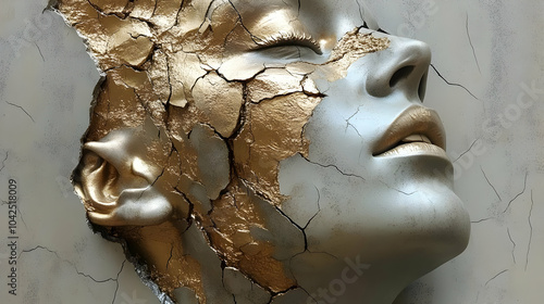 A cracked, golden-faced scu...