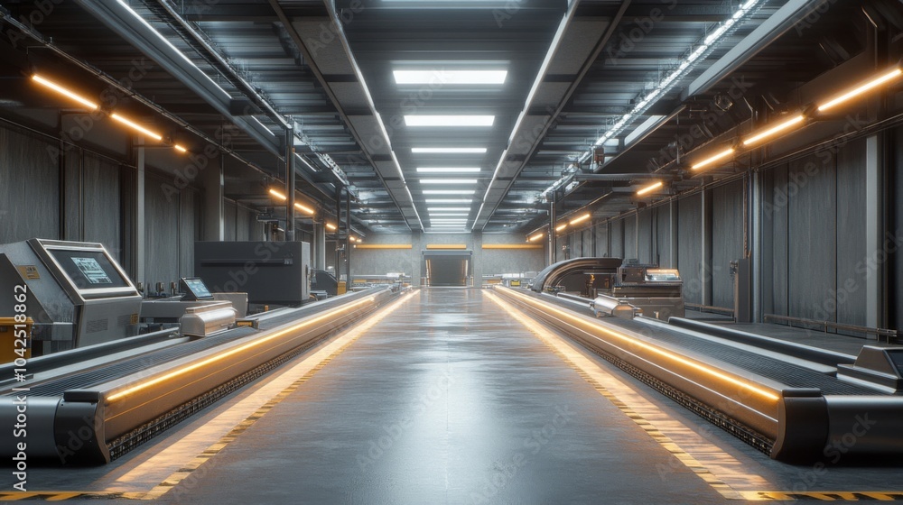 Industrial Conveyor Belt System in a Modern Facility Industrial Conveyor Belt System in a Modern Facility