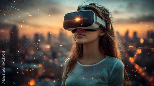 A girl wearing a VR headset...