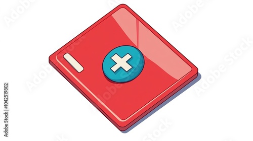 Cartoon Vector Icon of an Insurance Card: A Friendly Representation of Medical Care Coverage. This Icon Features a Colorful Insurance Card with Essential Details, Perfect for Illustrating Health 