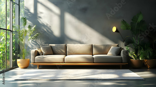 Modern living room with a c...