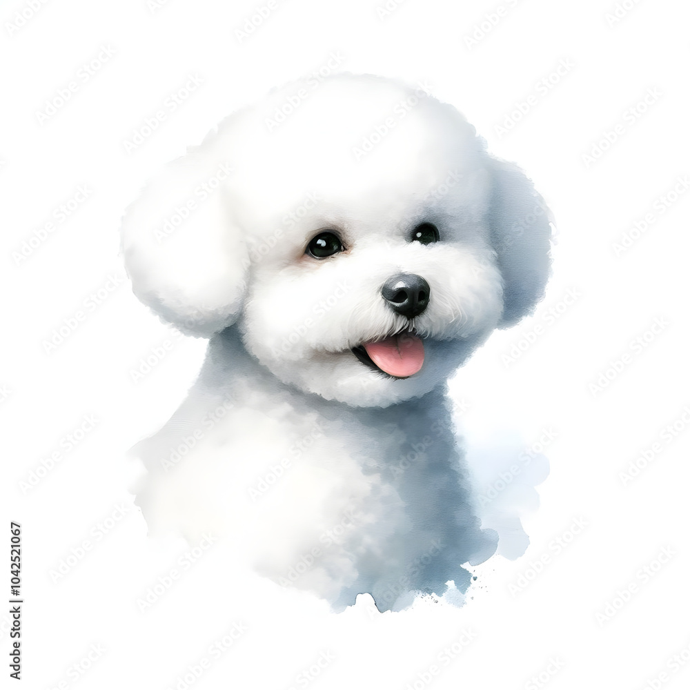 흰 배경, 비숑 프리제, 수채화 (white background, Bichon frisé, water colour) 흰 배경, 비숑 프리제, 수채화 (white background, Bichon frisé, water colour)