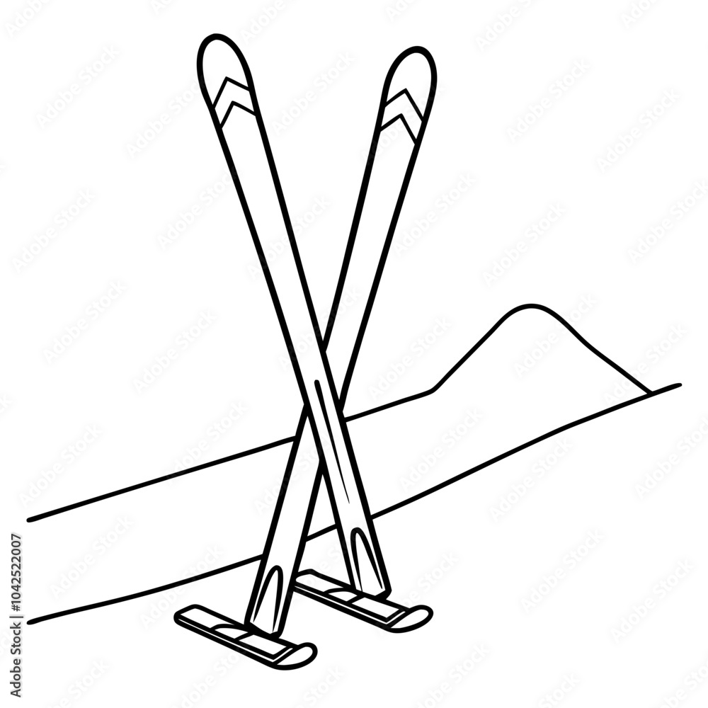 Resting Alpine Skis, Ready for Adventure Resting Alpine Skis, Ready for Adventure