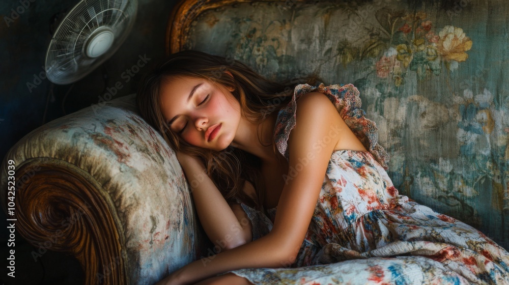 Fototapeta premium Young Girl Sleeping on the couch