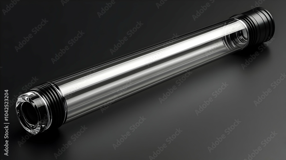 Glass Tube With Black End Caps - 3D Rendering Glass Tube With Black End Caps - 3D Rendering