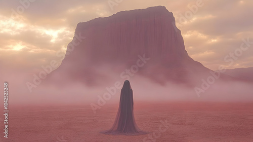 A figure in a cloak stands ...