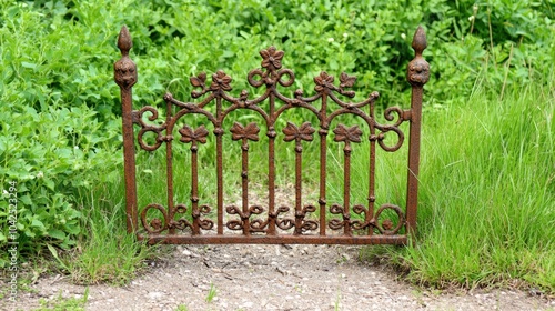 Decorative Iron Fence Amidst Lush Greenery