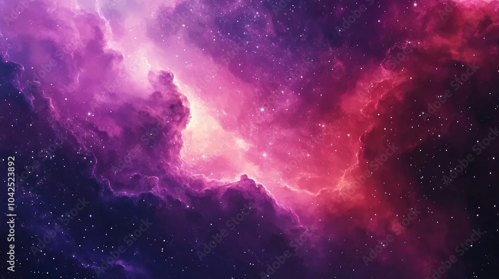 Fototapeta premium Colorful abstract space background on watercolor paper depicted in a 3D cartoon rendering Hand painted nebula and stars created with marble ink