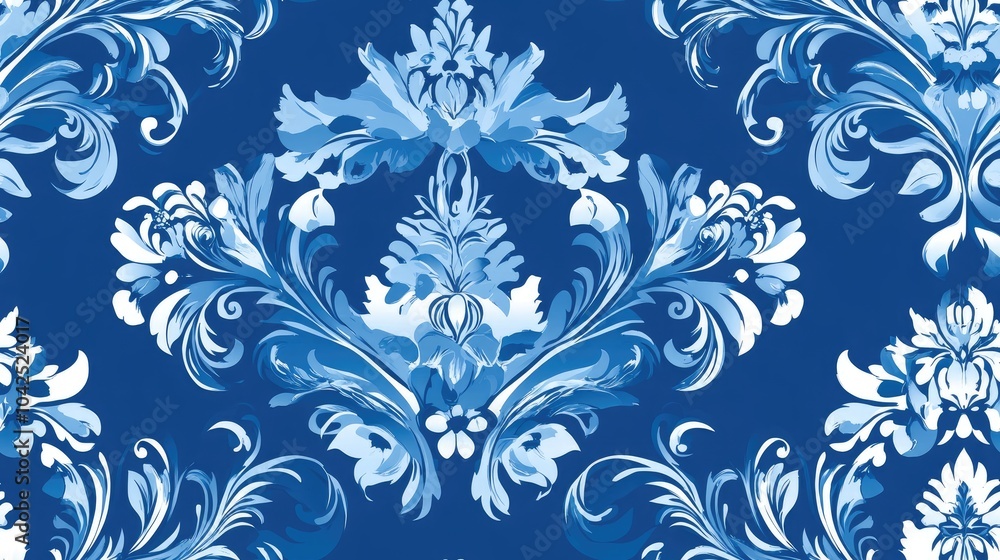 Seamless damask pattern with floral design Seamless damask pattern with floral design
