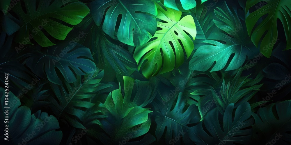 Exotic green foliage, Tropical green leaves Exotic green foliage, Tropical green leaves
