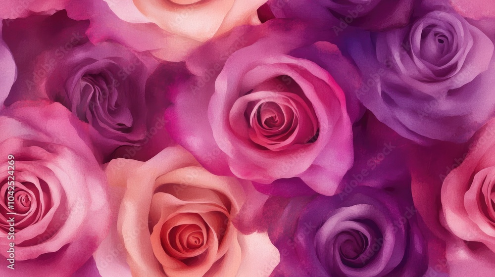 Seamless background of roses in a watercolor style Seamless background of roses in a watercolor style