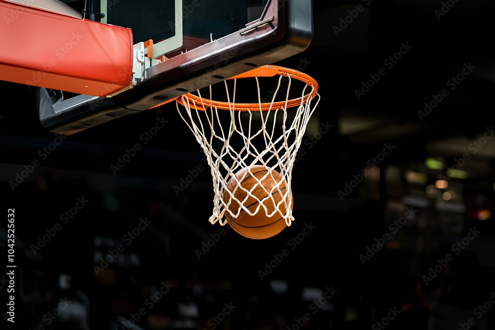 バスケットボール|Basketball, ball going through hoop, close-up バスケットボール|Basketball, ball going through hoop, close-up