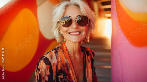 A stylish woman with gray h...