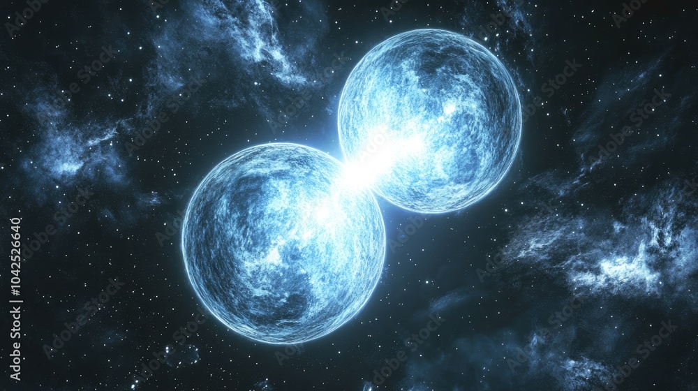 Naklejka premium 3D illustration of a binary star system in cartoon rendering 4K