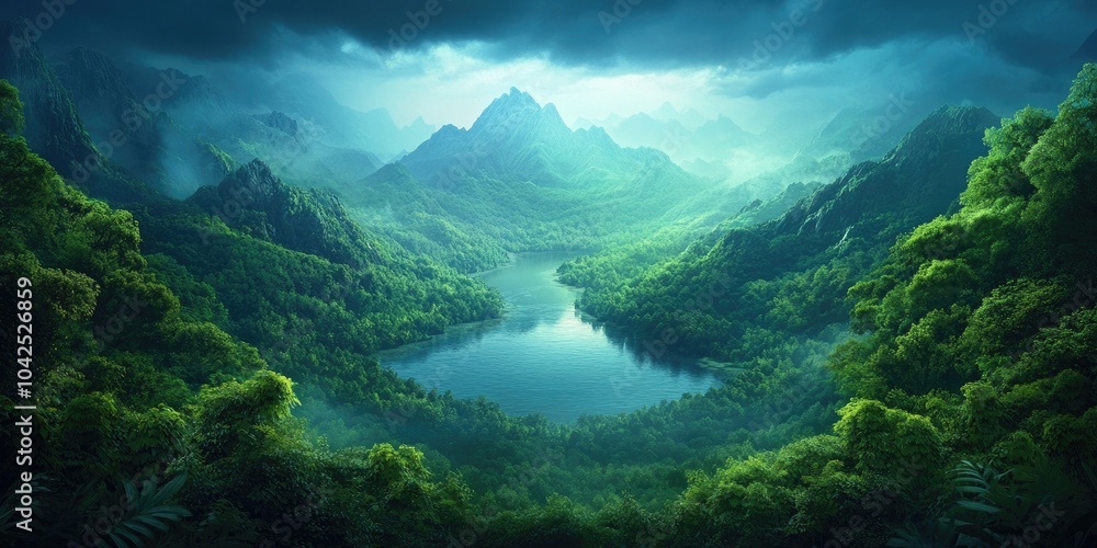 Scenic view of a tranquil mountain lake surrounded by lush greenery and beautiful landscapes, Tranquil mountain lake with lush greenery and beautiful landscapes Scenic view of a tranquil mountain lake surrounded by lush greenery and beautiful landscapes, Tranquil mountain lake with lush greenery and beautiful landscapes