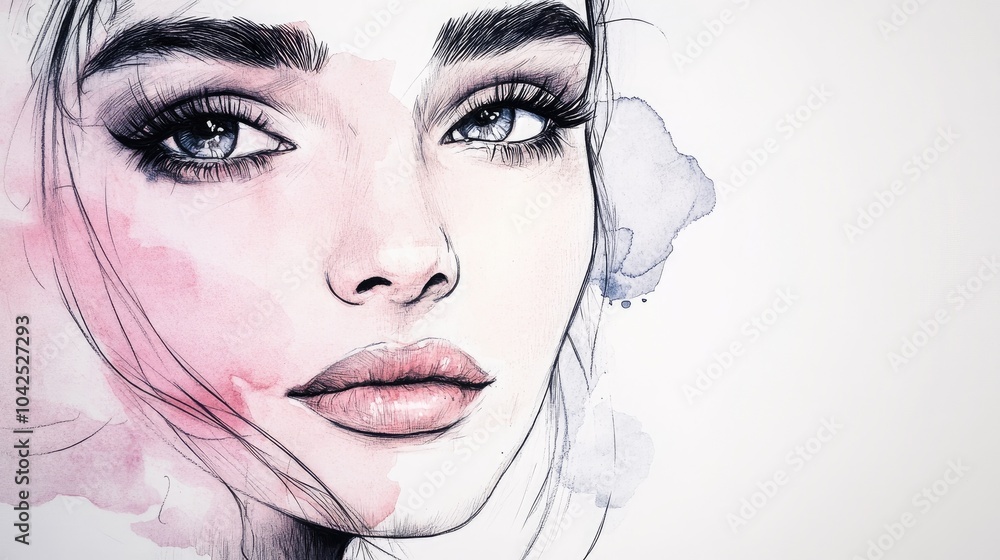 Line art illustration of an elegant woman in a fashion sketch Portrait of a girl s face featuring black and white pencil watercolor ink and marker techniques Hand drawn artwork Line art illustration of an elegant woman in a fashion sketch Portrait of a girl s face featuring black and white pencil watercolor ink and marker techniques Hand drawn artwork