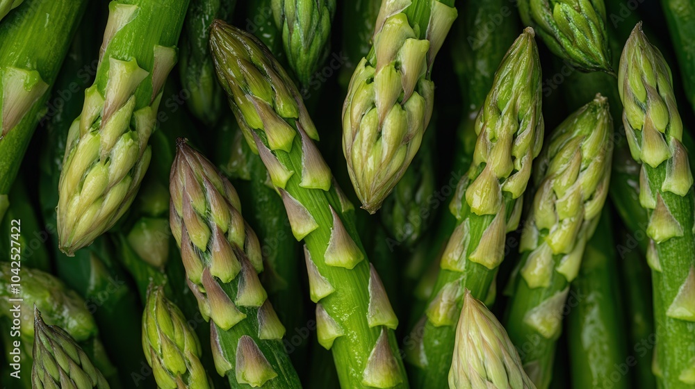 Fototapeta premium A close up of green asparagus with the tips of the spears visible