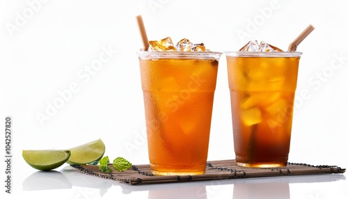 Thai Iced Tea on white background isolated. Beverage. Drink.