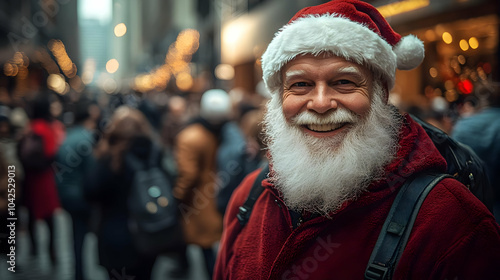 Cheerful Santa Claus smiles...