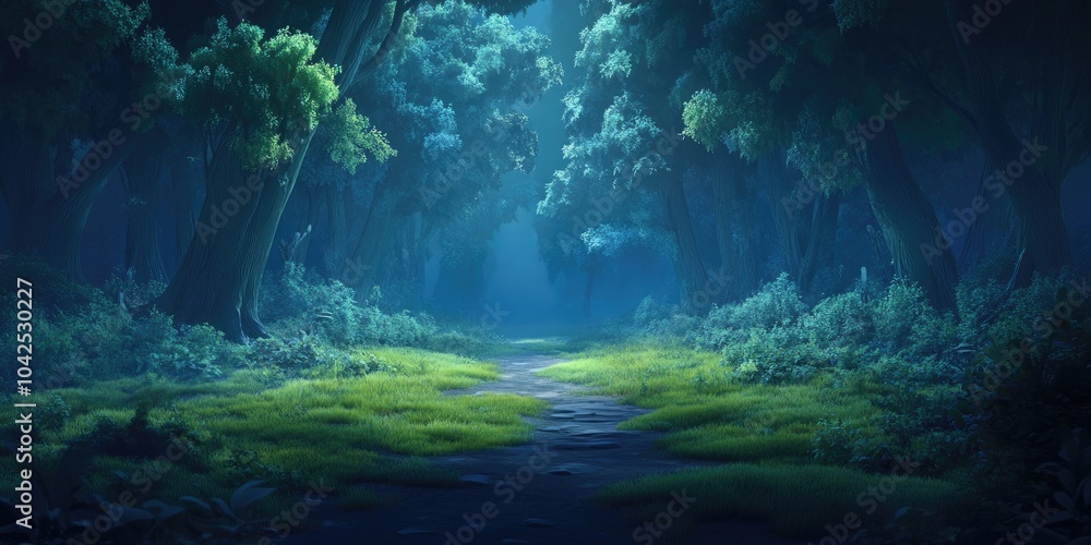 Forest landscape with nature trails in a serene natural park setting, Scenic forest landscape with nature trails in a peaceful park setting Forest landscape with nature trails in a serene natural park setting, Scenic forest landscape with nature trails in a peaceful park setting