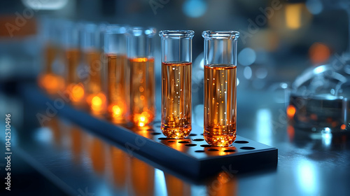 Test tubes filled with oran...