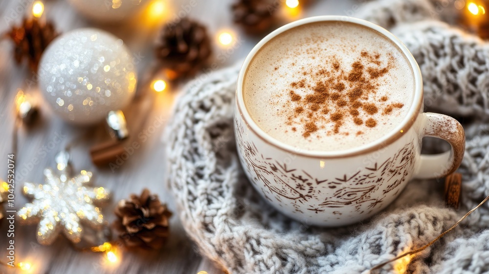 Warm Chai Latte with Holiday Spices and Cozy Decor Warm Chai Latte with Holiday Spices and Cozy Decor