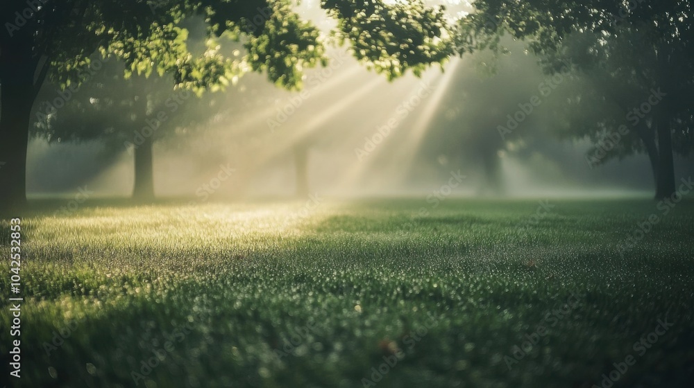 Strolling through a serene park at dawn, mist envelops dew-kissed grass while gentle beams of light pierce the fog, creating an ethereal and dreamlike atmosphere. Strolling through a serene park at dawn, mist envelops dew-kissed grass while gentle beams of light pierce the fog, creating an ethereal and dreamlike atmosphere.