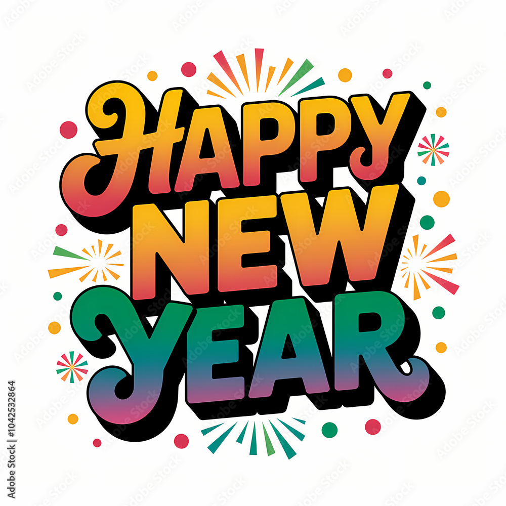 Happy New Year Illustration, isolated on white background
Happy New Year Illustration, isolated on white background