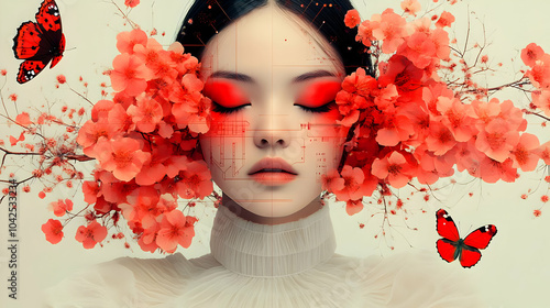 A surreal portrait of a wom...