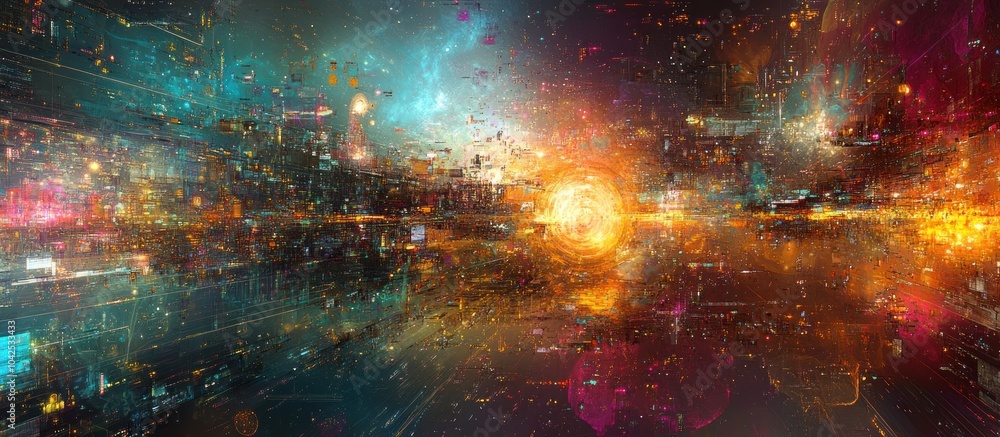 A vibrant cosmic scene depicting energy and movement through space. A vibrant cosmic scene depicting energy and movement through space.