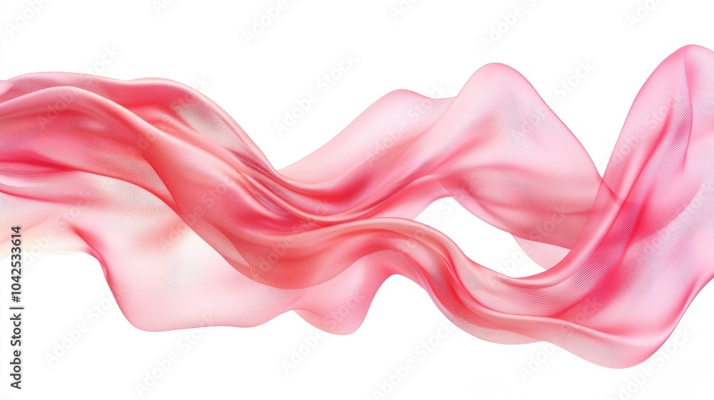 Elegant billowing fabric in motion Soft wavy silk or satin Abstract design element 3D rendered image on a white backdrop Elegant billowing fabric in motion Soft wavy silk or satin Abstract design element 3D rendered image on a white backdrop
