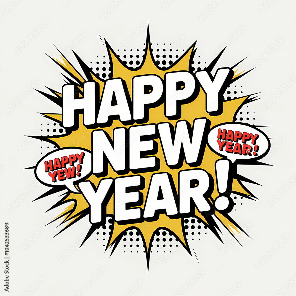 Obraz premium Happy New Year Illustration, isolated on white background