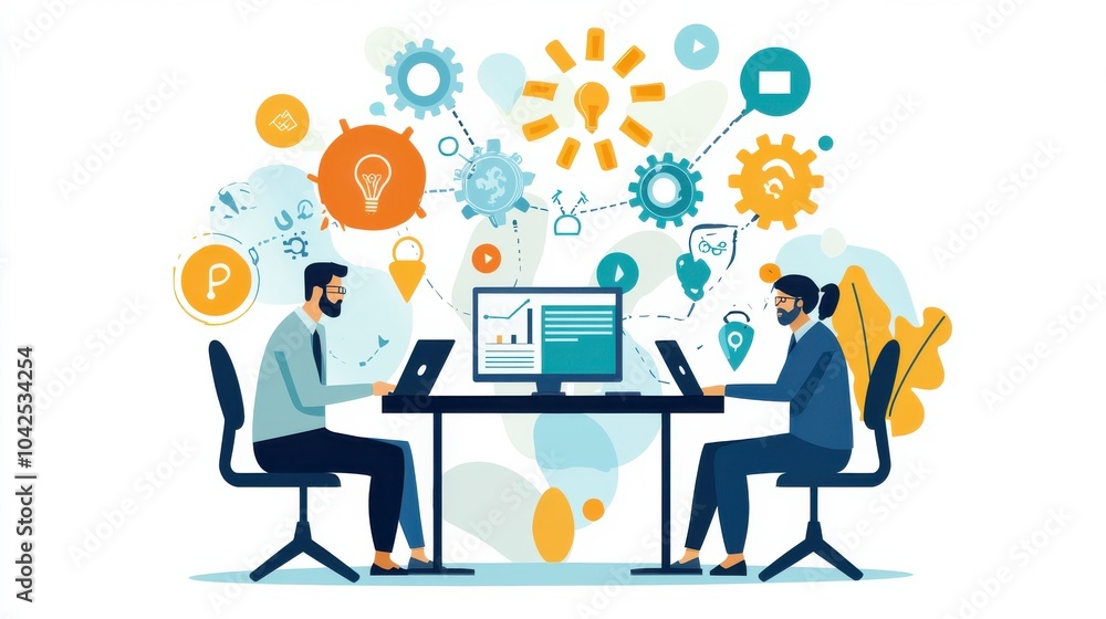 Professionals Collaborating in Video Conferencing Setup Professionals Collaborating in Video Conferencing Setup