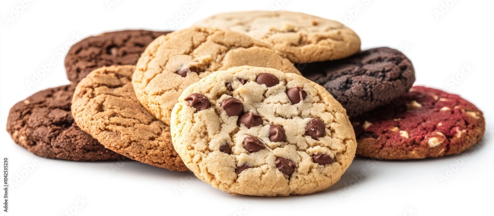 Cookies White Background Single Cookie Different Flavors Cookies White Background Single Cookie Different Flavors