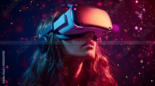 A person wearing a VR heads...