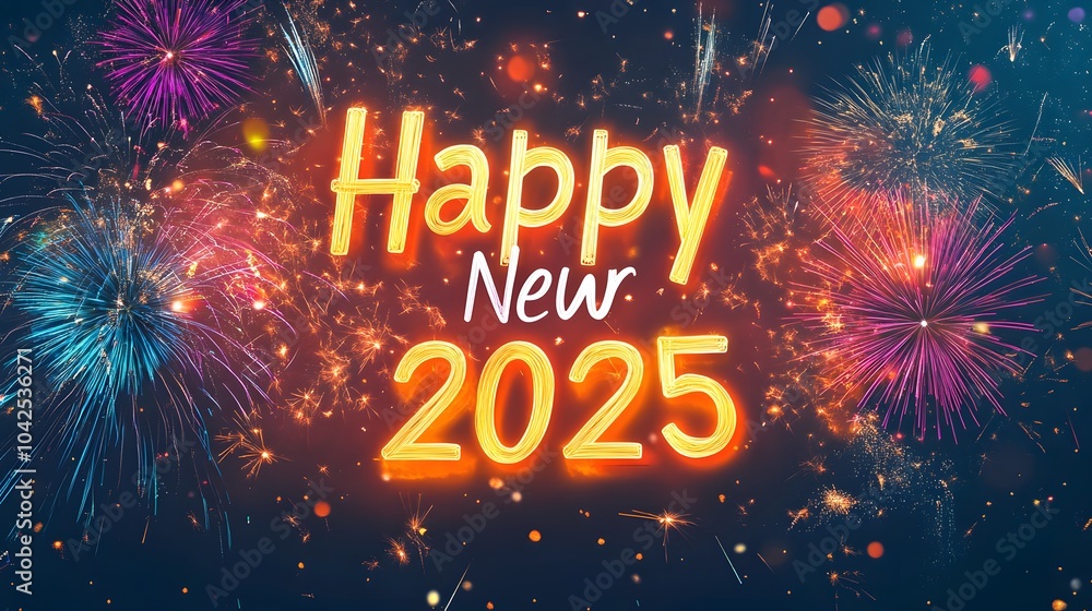 Fireworks lighting up the night sky with the text- Fireworks lighting up the night sky with the text-