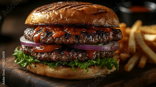A delicious burger with two...