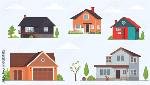 Wallpaper Mural home house modern living exterior cartoon illustration Torontodigital.ca