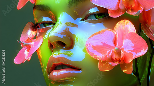 A glossy, vibrant face ador...