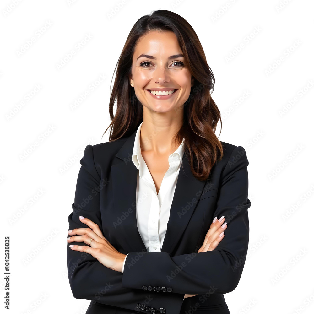 Portrait of confident businesswoman with arms crossed isolated on transparent background Portrait of confident businesswoman with arms crossed isolated on transparent background