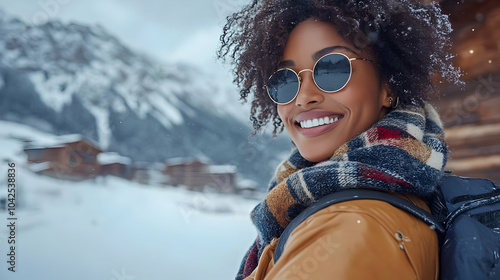 Smiling woman in winter att...