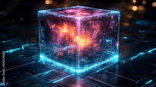 A glowing, futuristic cube ...