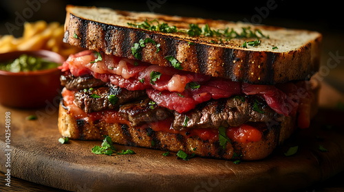 A delicious grilled sandwic...