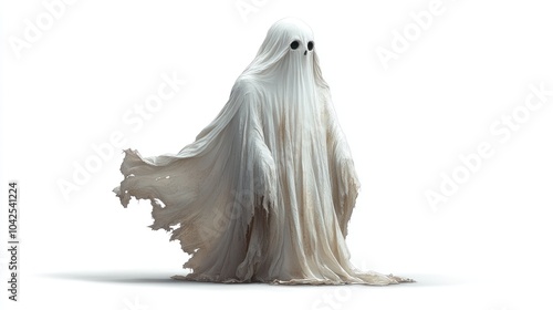 A ghostly figure draped in a flowing white sheet.