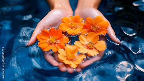 Hands holding vibrant orang...