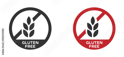 Gluten free or non gluten food allergy product dietary vector label. No gluten added icon. Gluten free icon set