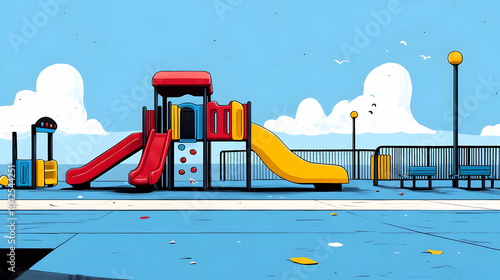 Colorful playground with sl...