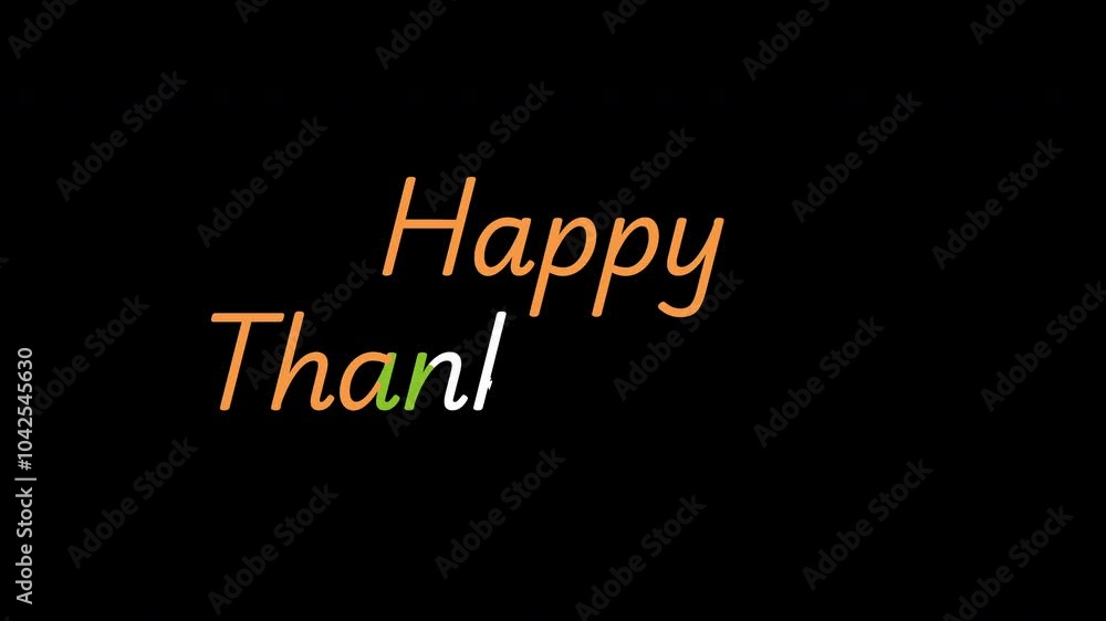 Happy Thanksgiving Day Text Animation with Illustration Pie, Hat and Leaf Black Background Happy Thanksgiving Day Text Animation with Illustration Pie, Hat and Leaf Black Background