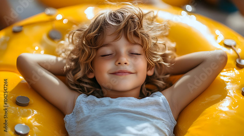 Child relaxing on a bright ...