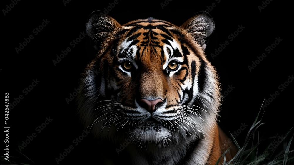Tiger Close-Up: A Majestic Portrait in Black and White Tiger Close-Up: A Majestic Portrait in Black and White
